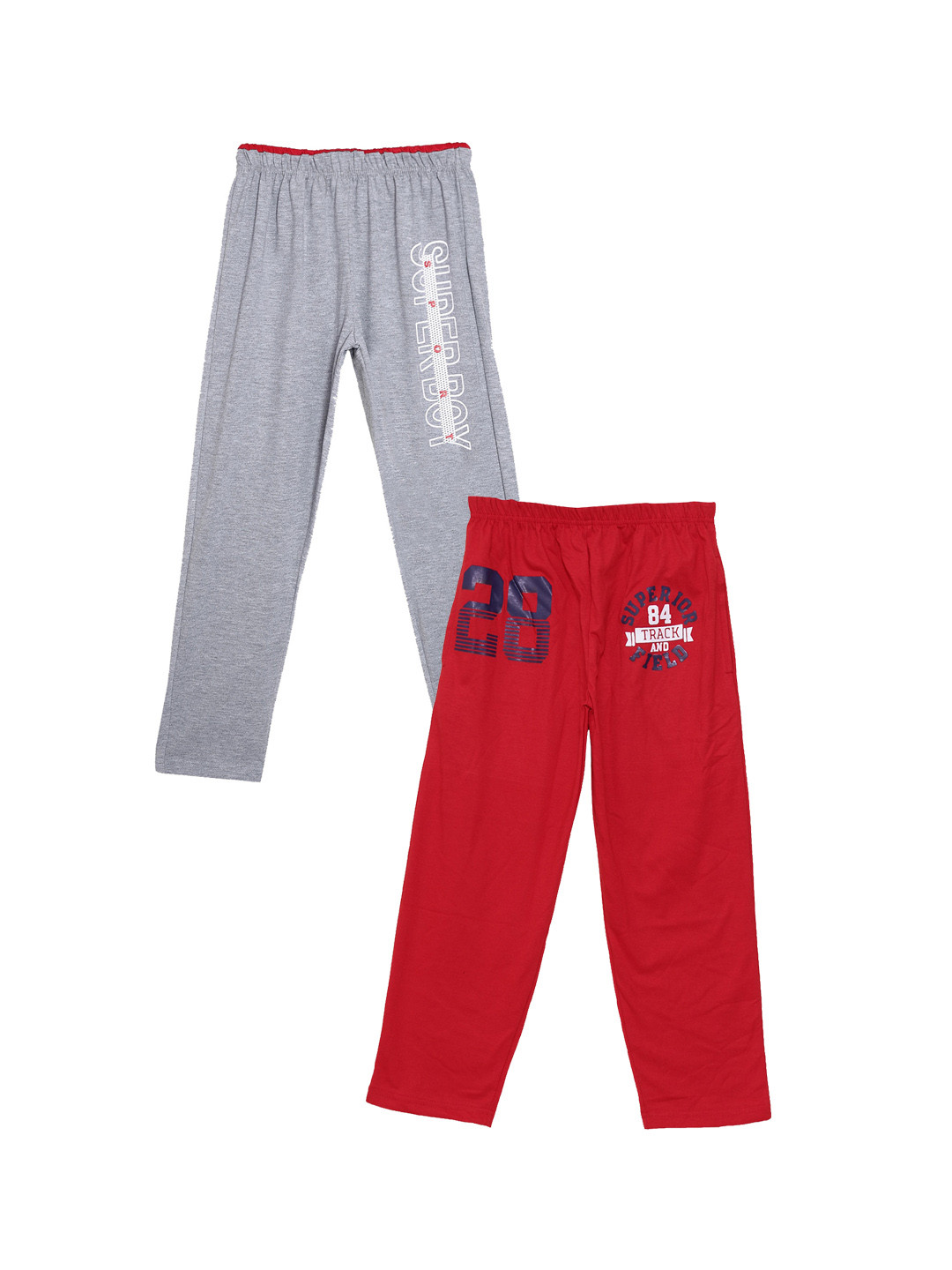 

Fashionable Boys Pack Of 2 Printed Relax-Fit Pure Cotton Track Pants, Grey