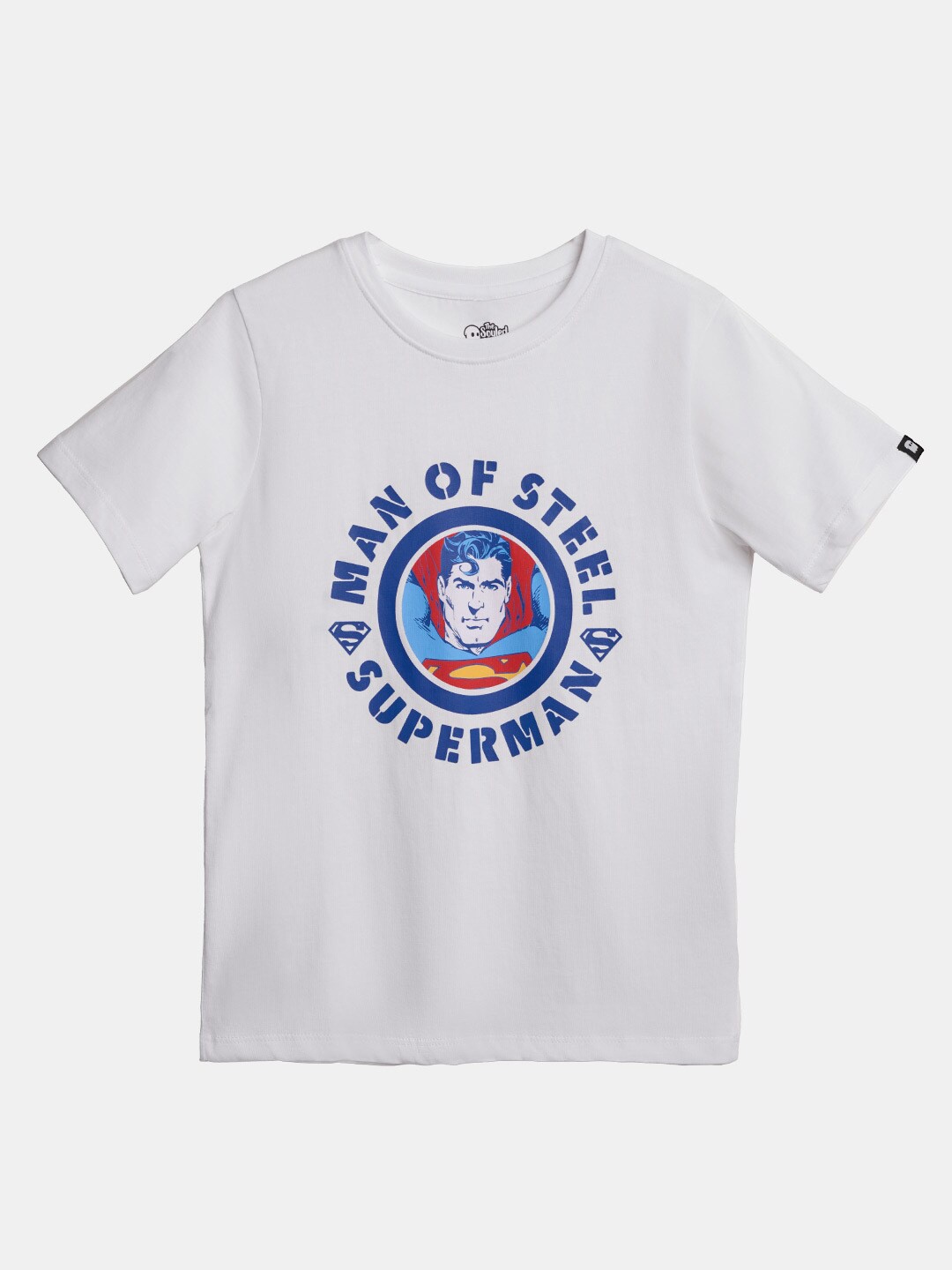 

The Souled Store Boys White & Blue Superman Printed Pure Cotton T-shirt