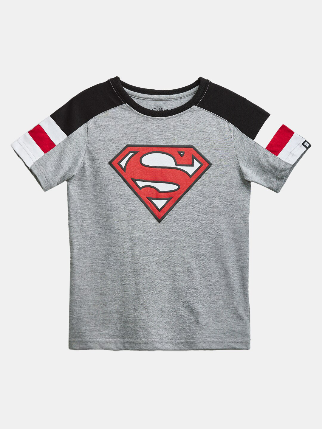 

The Souled Store Boys Grey & Red Superman Logo Printed Cotton T-shirt