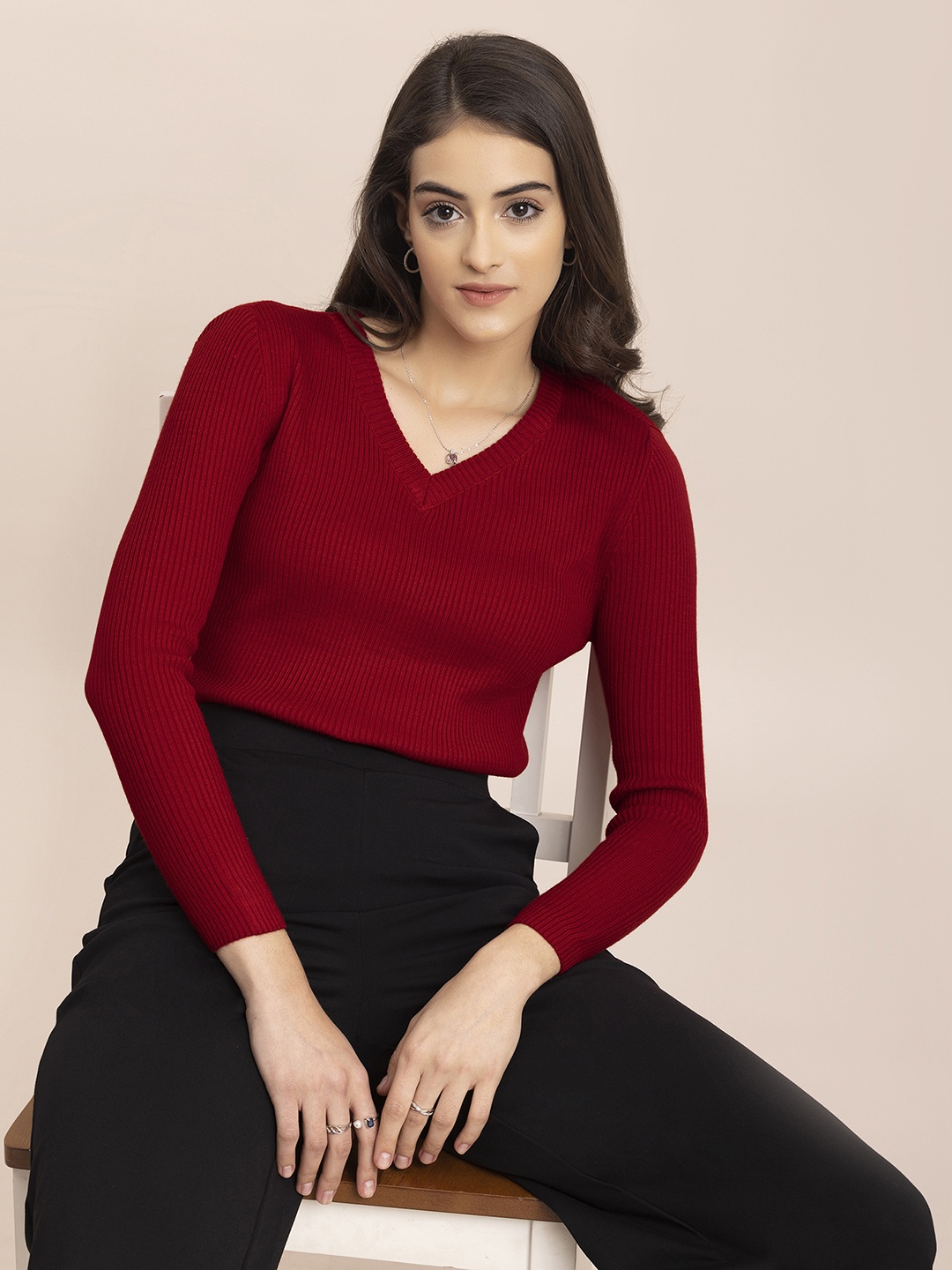 

FableStreet Women Red Pullover