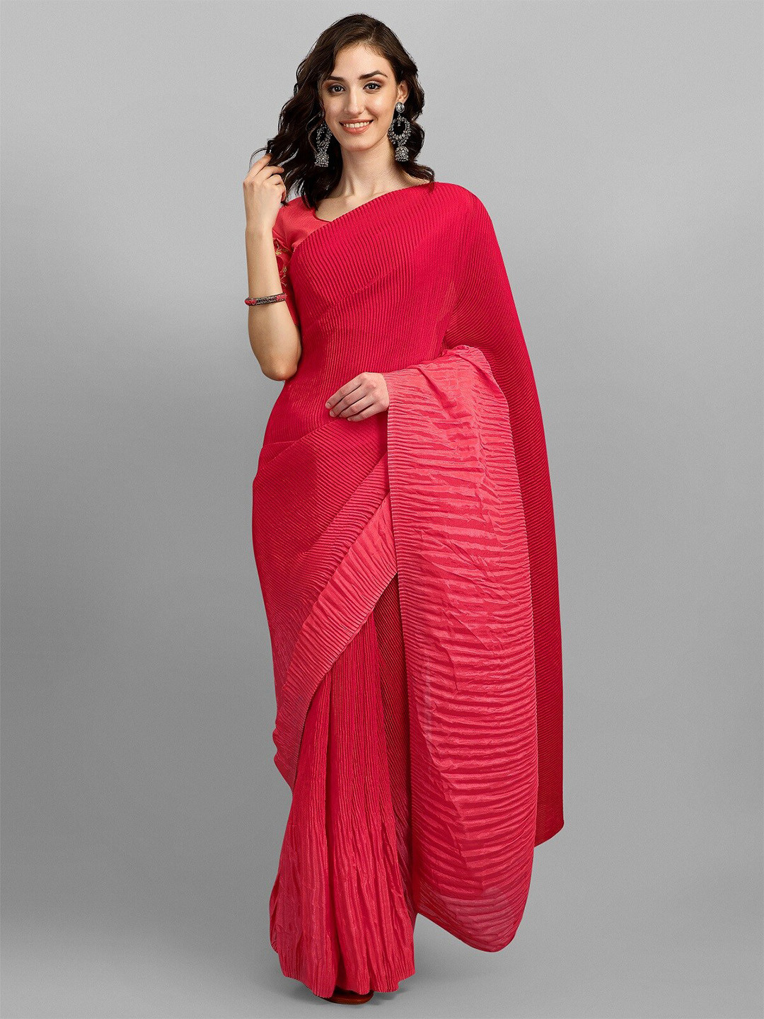 

RAJGRANTH Pink & Orange Ready to Wear Saree