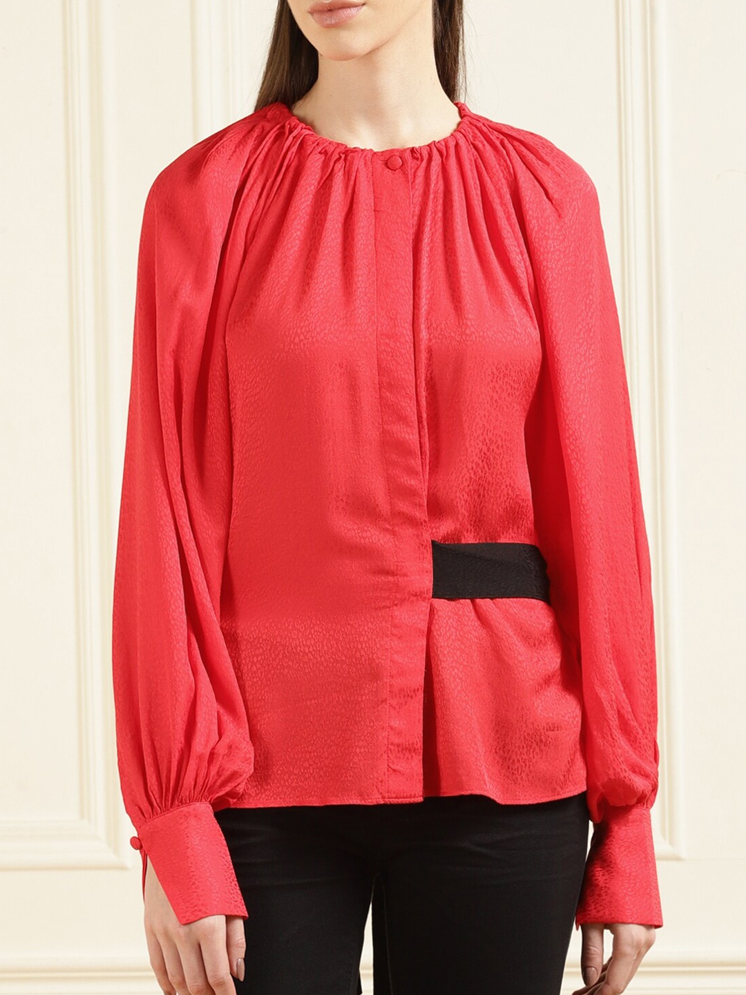 

Ted Baker Red Solid Gathered Neckline Top