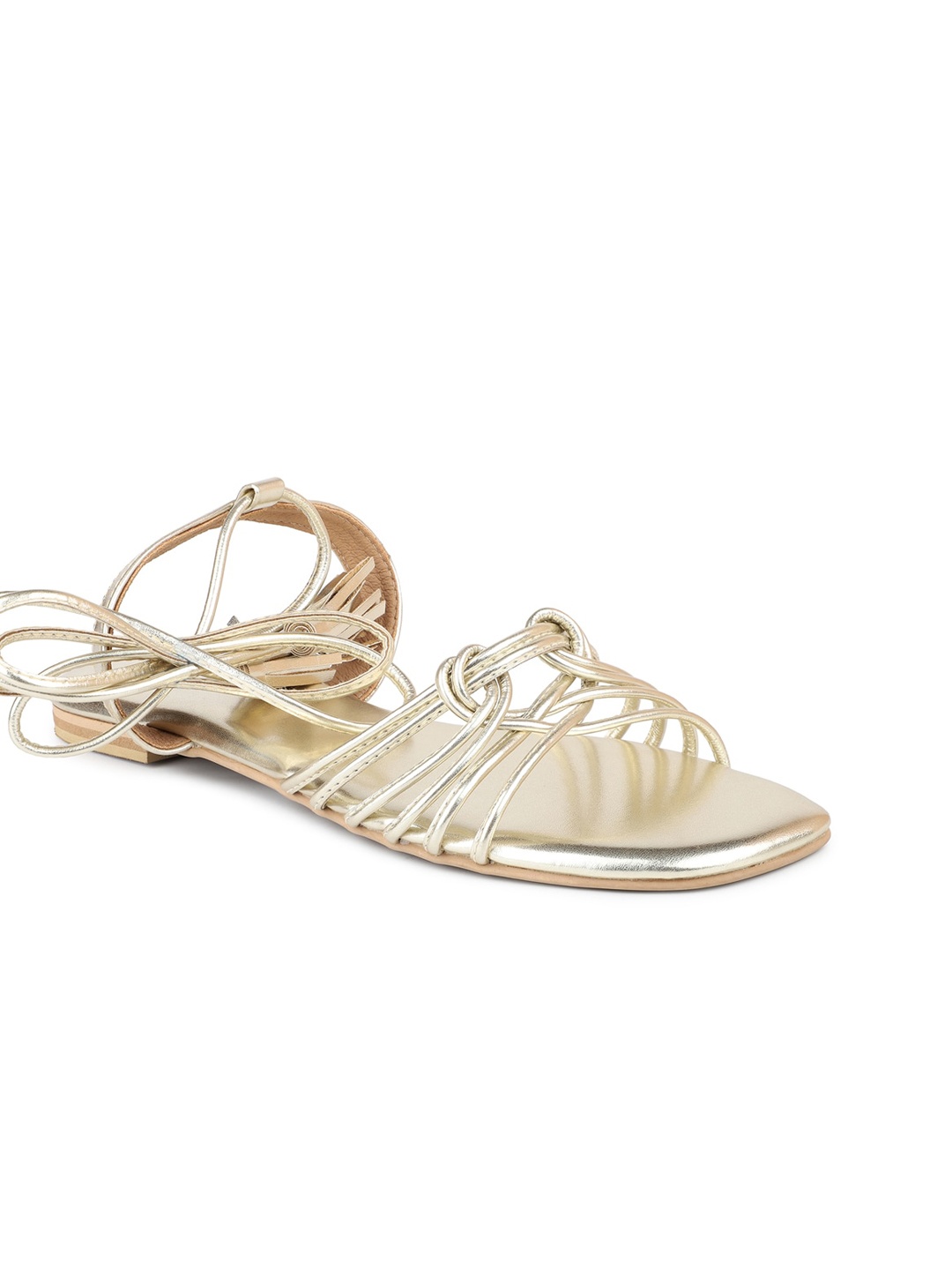 

Inc 5 Women Gold-Toned Gladiators Lace-Ups Flats