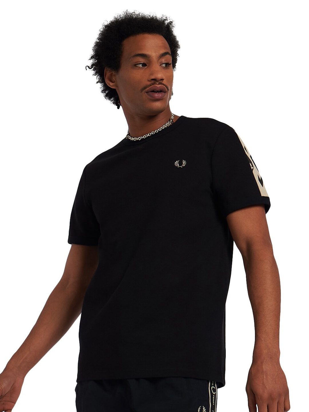 

Fred Perry Men Black Pure Cotton Printed T-shirt