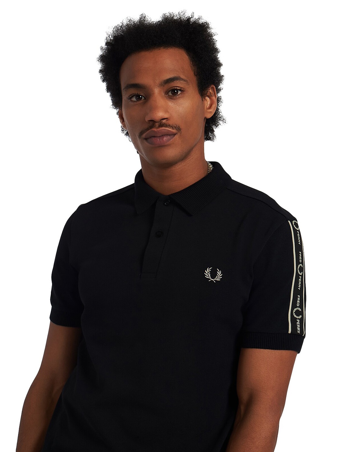 

Fred Perry Men Black Cotton Polo Collar T-shirt