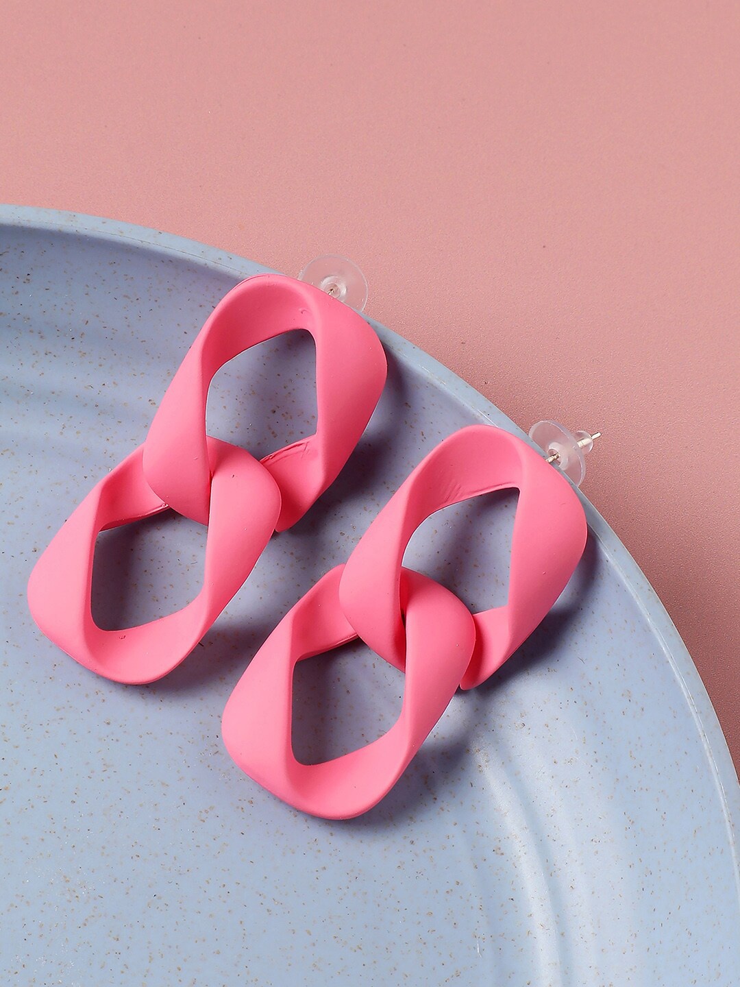 

SOHI Pink Contemporary Hoop Earrings