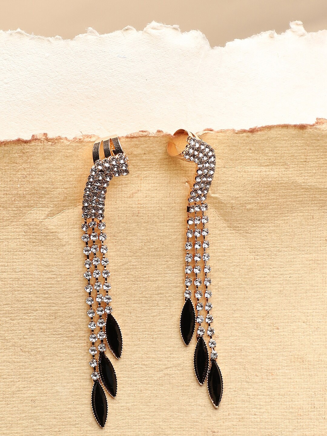 

SOHI Women Black Contemporary Drop Earrings