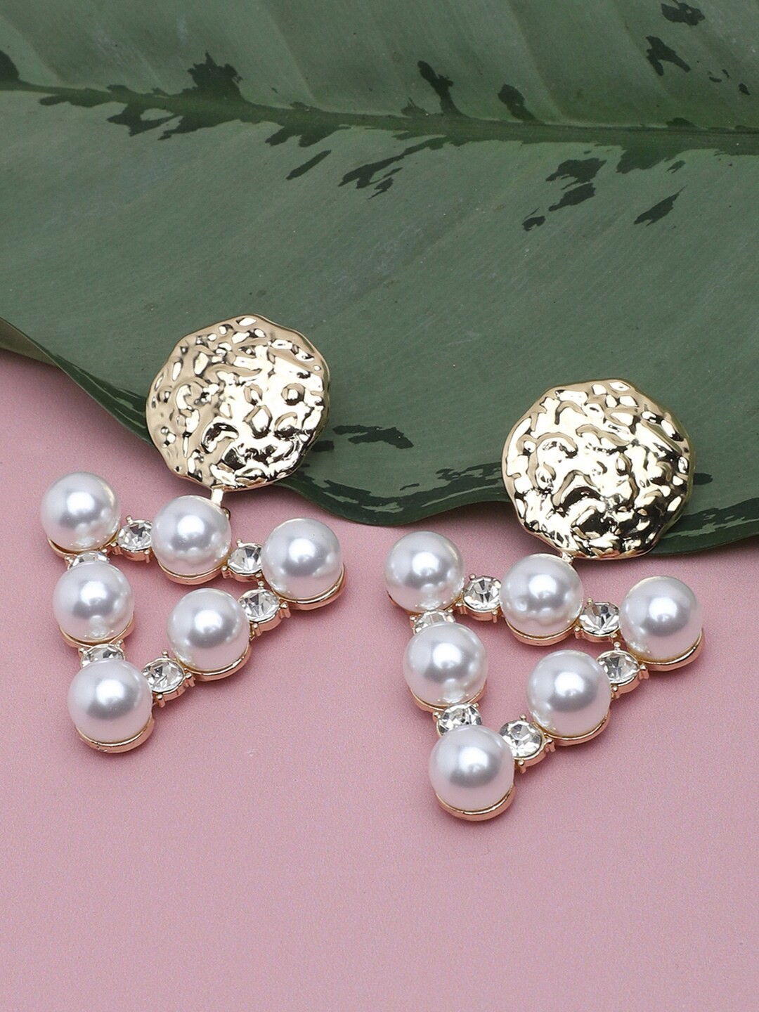 

SOHI Gold-Toned Contemporary Drop Earrings