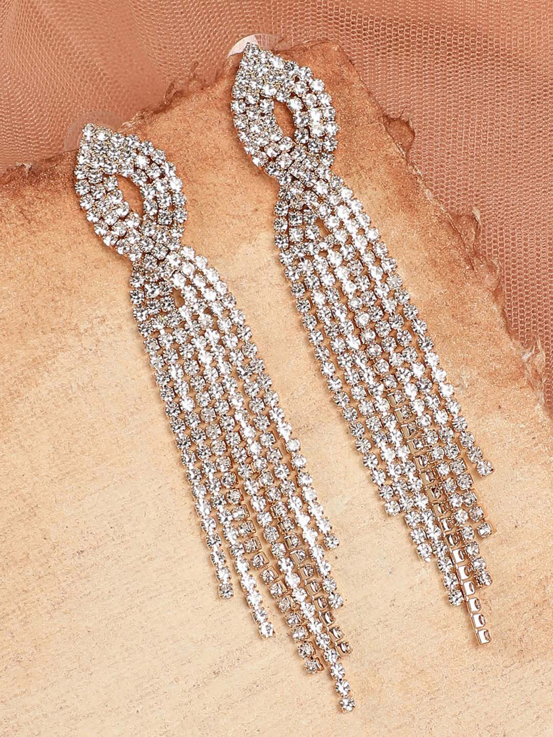 

SOHI Women Silver-Toned Contemporary Drop Earrings
