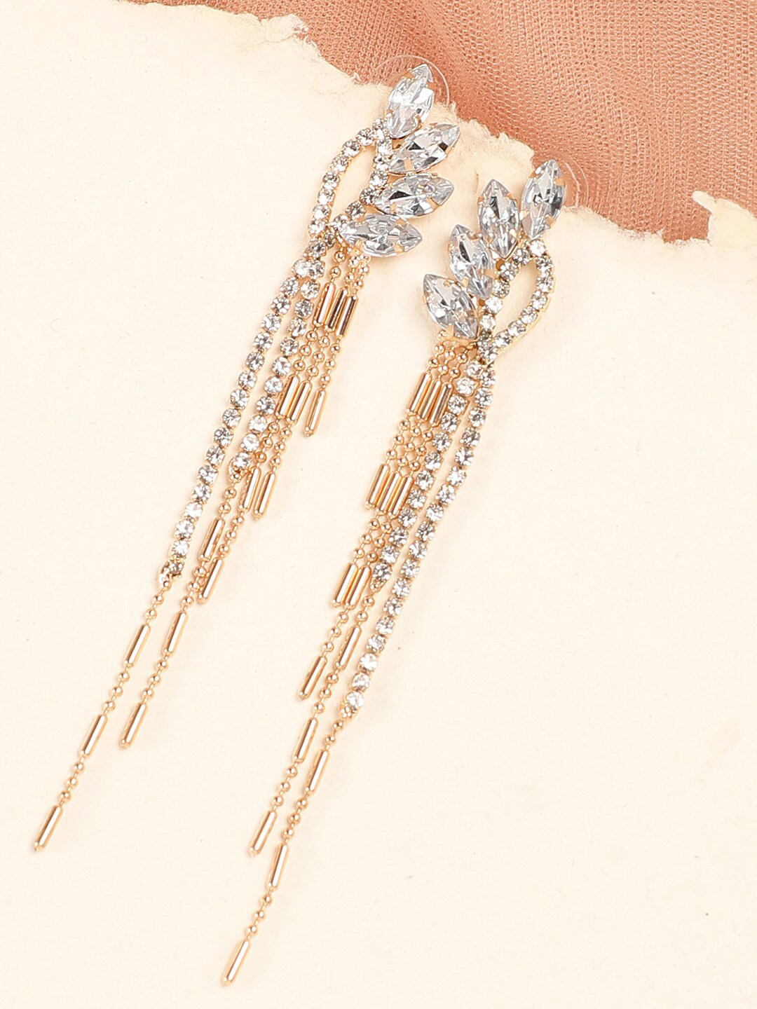 

SOHI Gold-Toned Contemporary Party Drop Earrings
