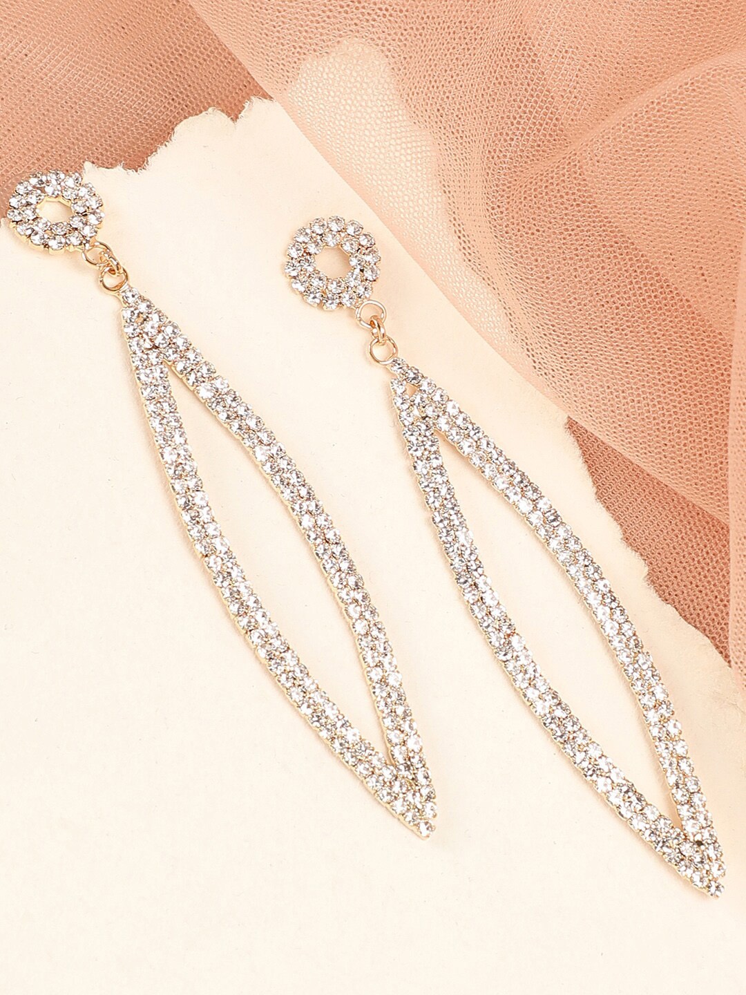 

SOHI Gold-Plated Contemporary Drop Earrings