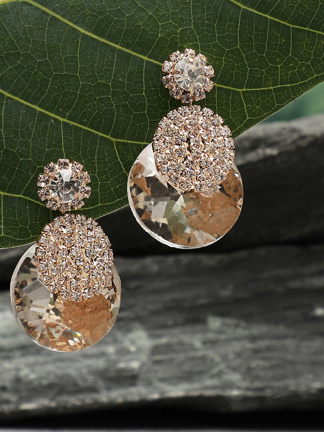 

SOHI Brown Circular Drop Earrings