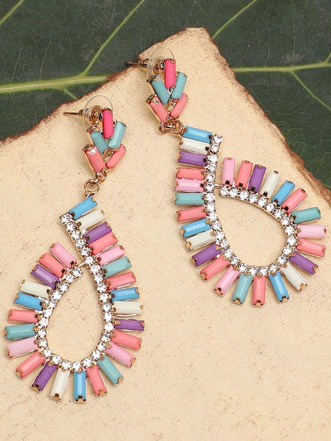 

SOHI Red & Blue Contemporary Drop Earrings