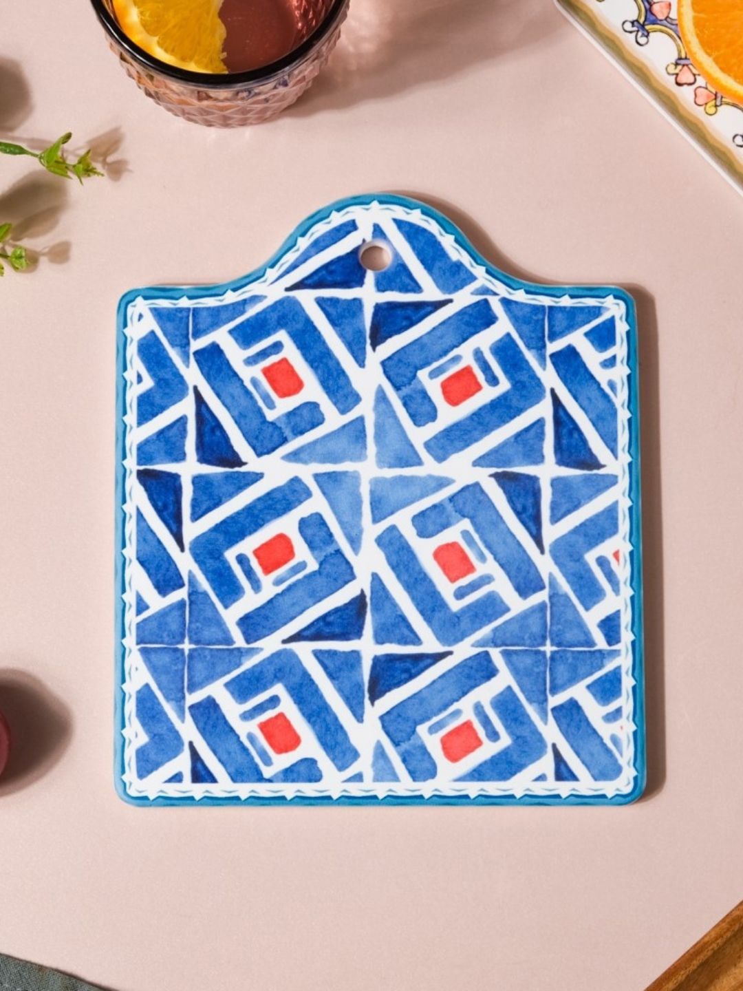 

Nestasia Blue & White Geometric Patterned Trivet