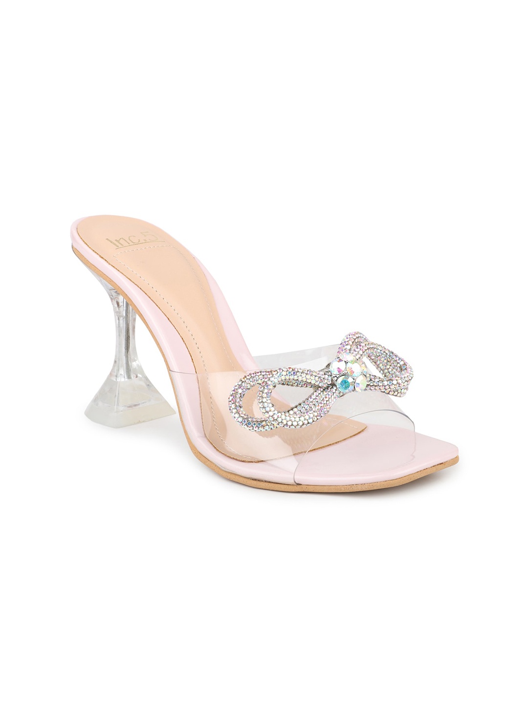 

Inc 5 Pink & Transparent Embellished Block Sandals