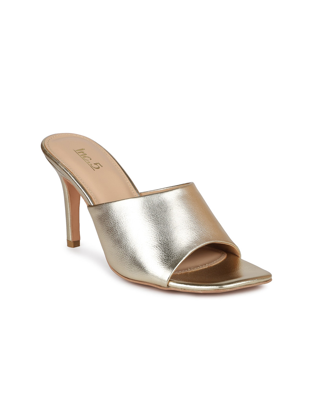 

Inc 5 Women Gold-Toned & Beige Peep Toes