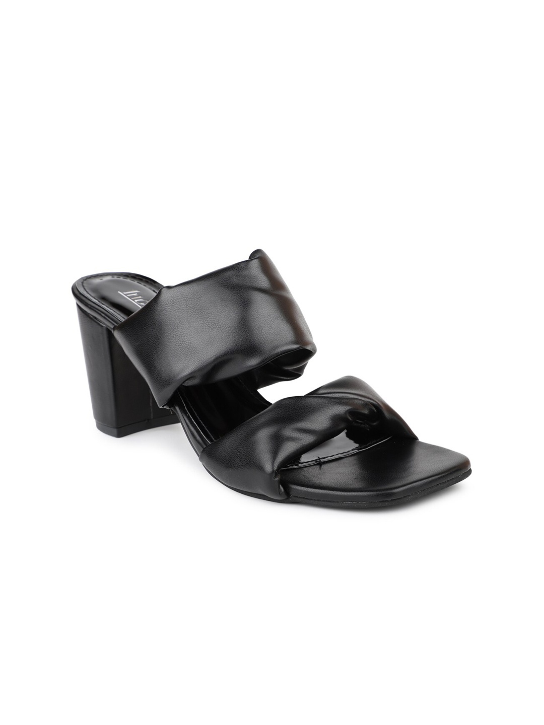 

Inc 5 Black Solid Block Sandals