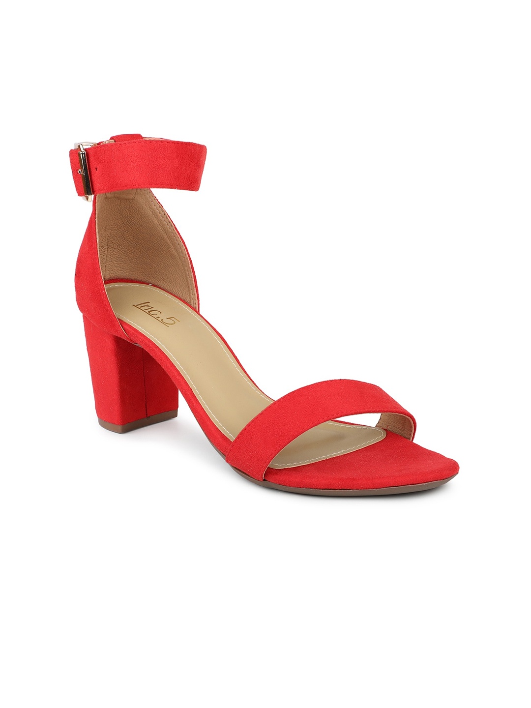 

Inc 5 Women Red Block Pumps with Buckles