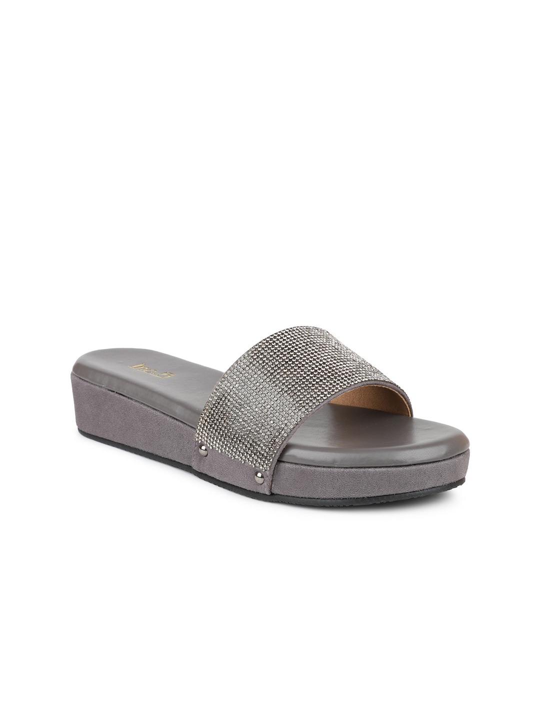 

Inc 5 Grey Embellished Suede Flatform Sandals