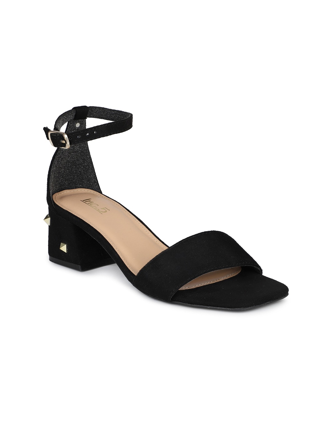 

Inc 5 Black Women Suede Block Heel with Buckles