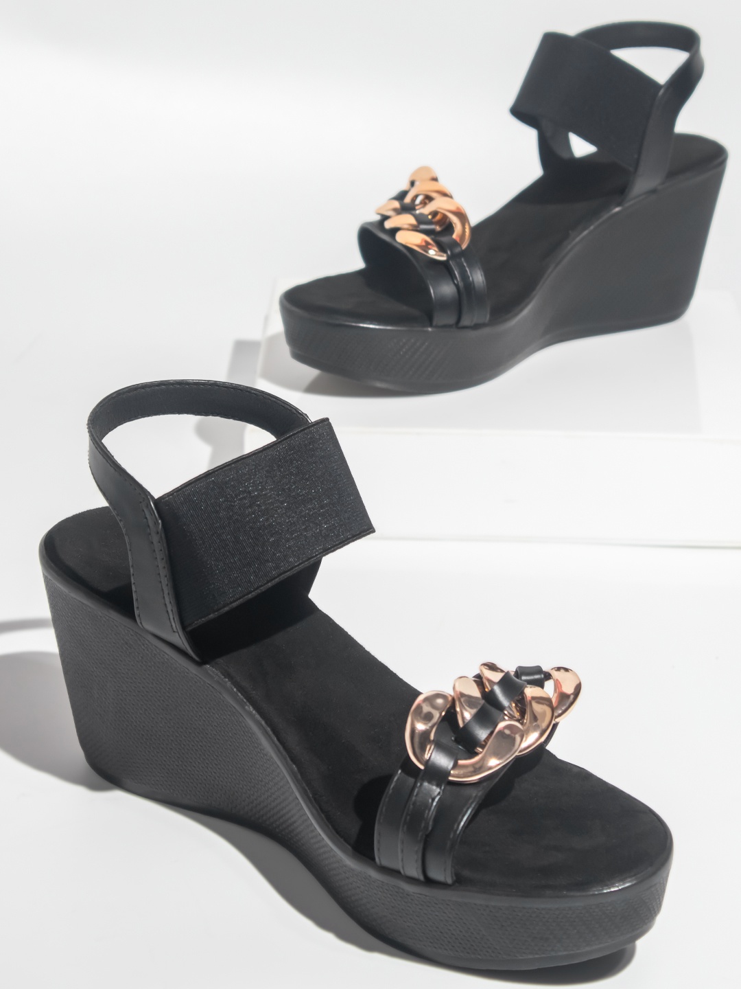 

Inc 5 Black Embellished Wedge Heel