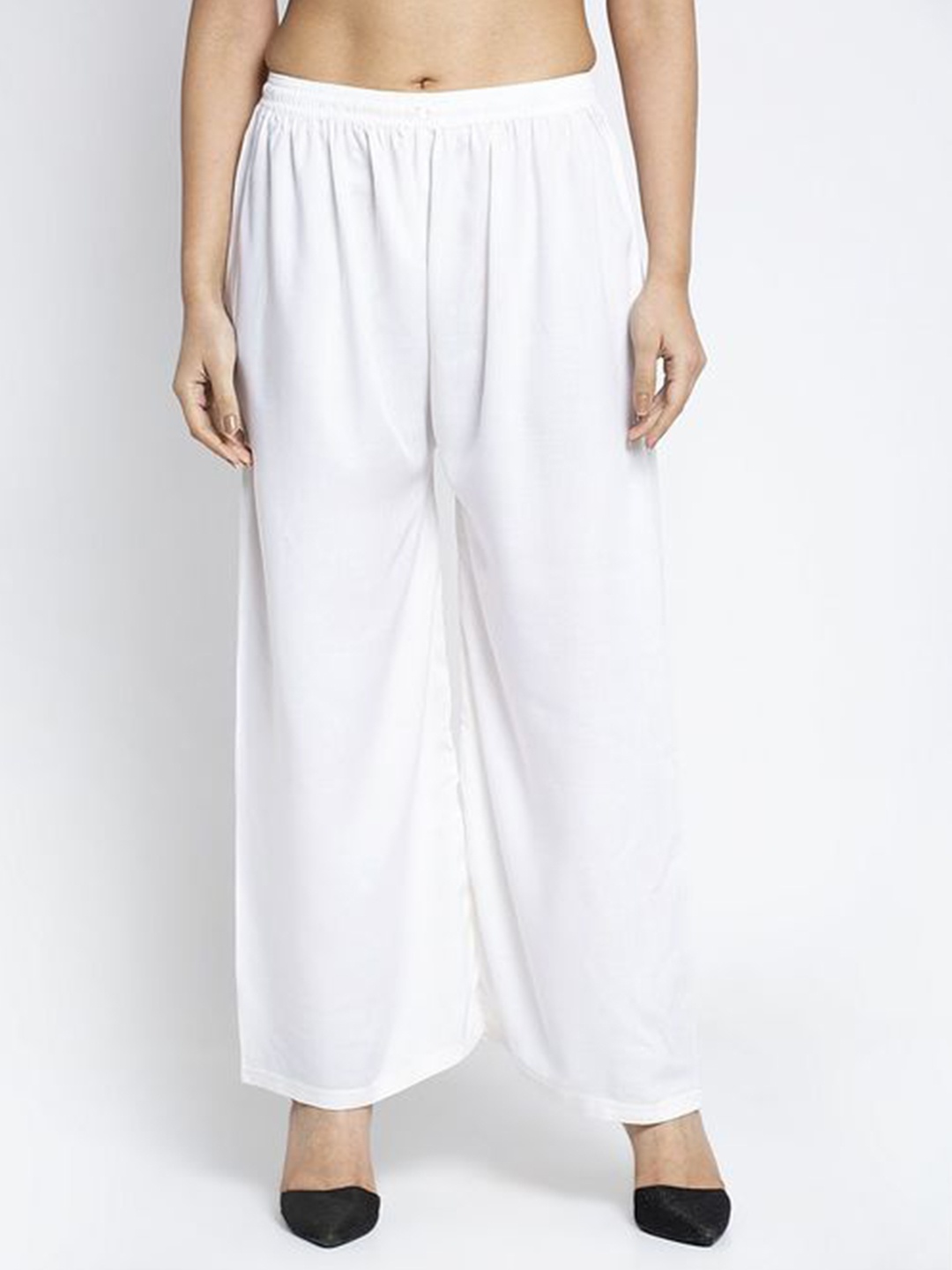 

Pistaa Women Off White Flared Palazzos