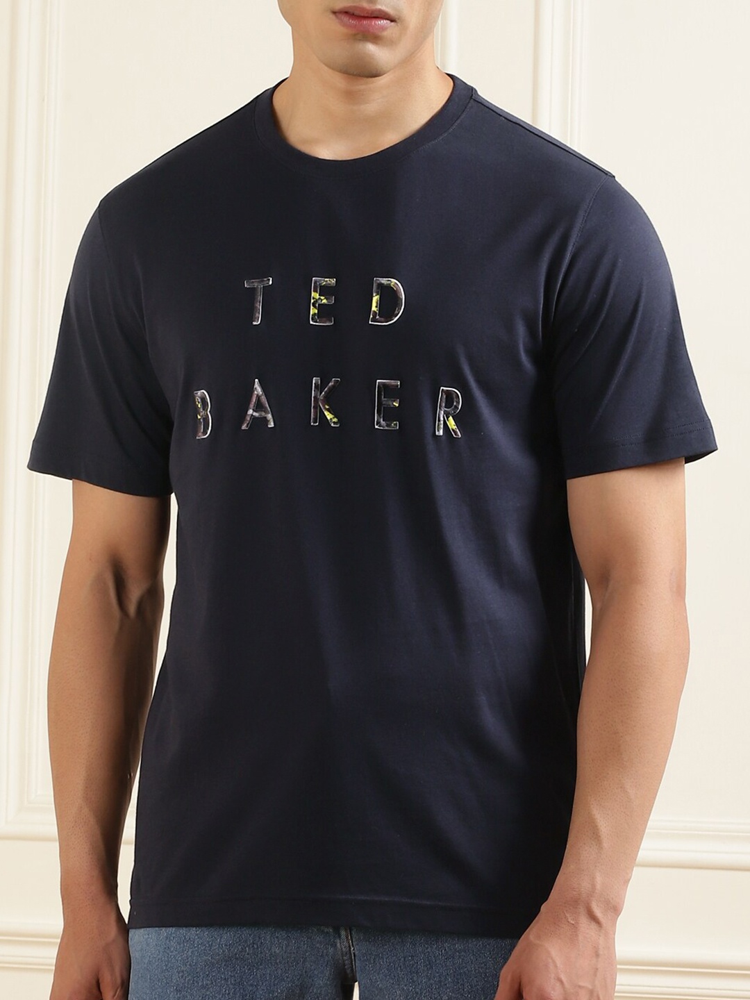 

Ted Baker Men Navy Blue Typography Printed Cotton T-shirt