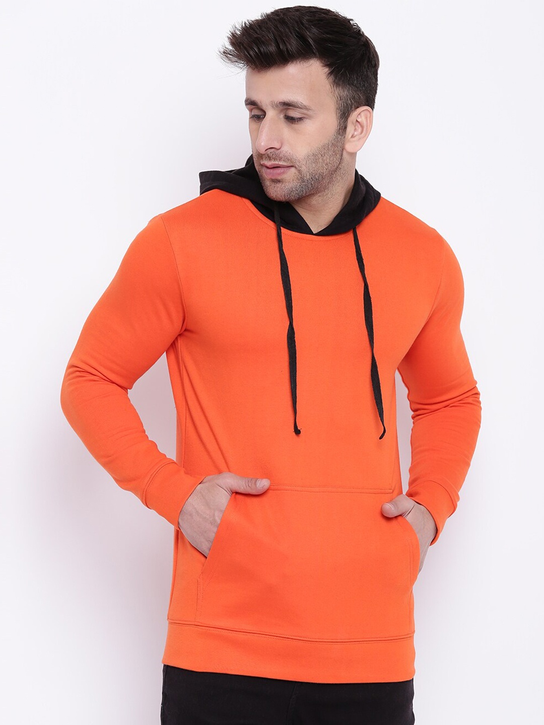

GRITSTONES Men Orange Hooded Sweatshirt