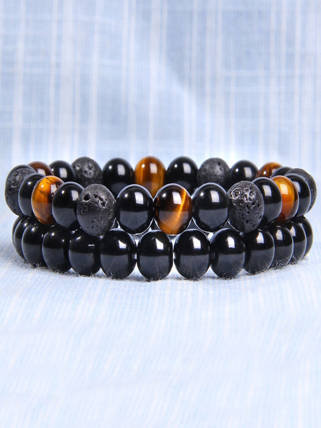 

Young & Forever Unisex 2 Black & Brown Brass Onyx Handcrafted Bracelet