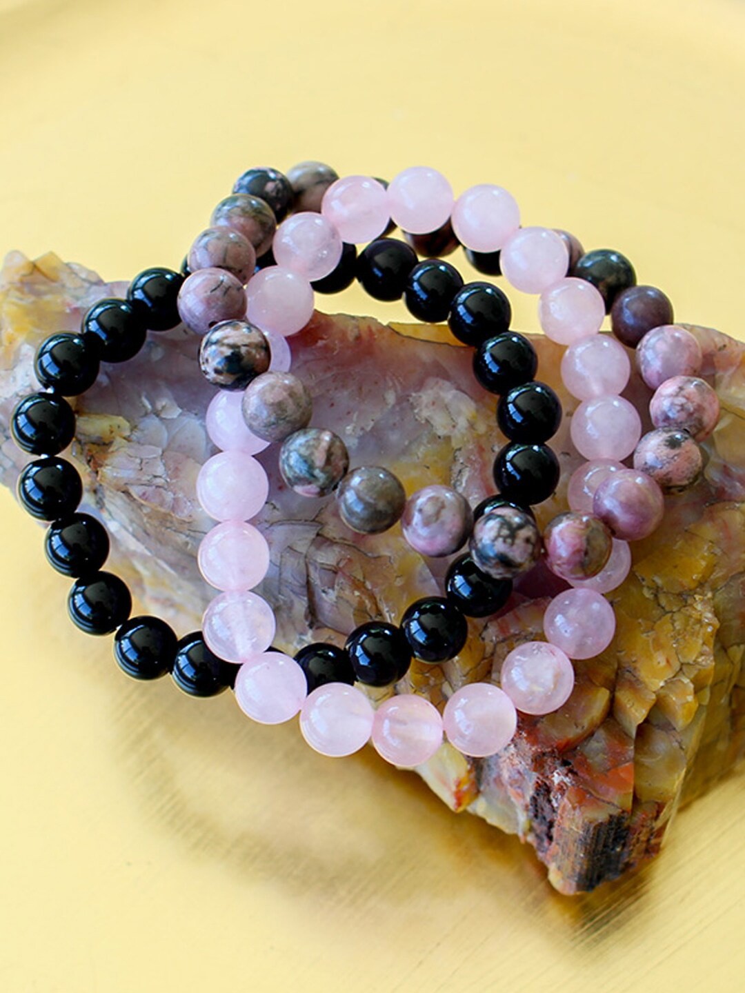 

Young & Forever Unisex 3 Brown & Black Brass Onyx Handcrafted Bracelet