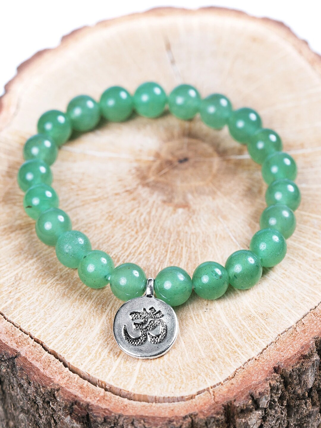 

Young & Forever Unisex Green & Silver-Toned Brass Crystals Handcrafted Brass-Plated Bracelet