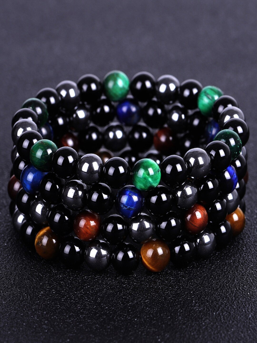 

Young & Forever Set of 4 Tigers Eye Bracelet, Black