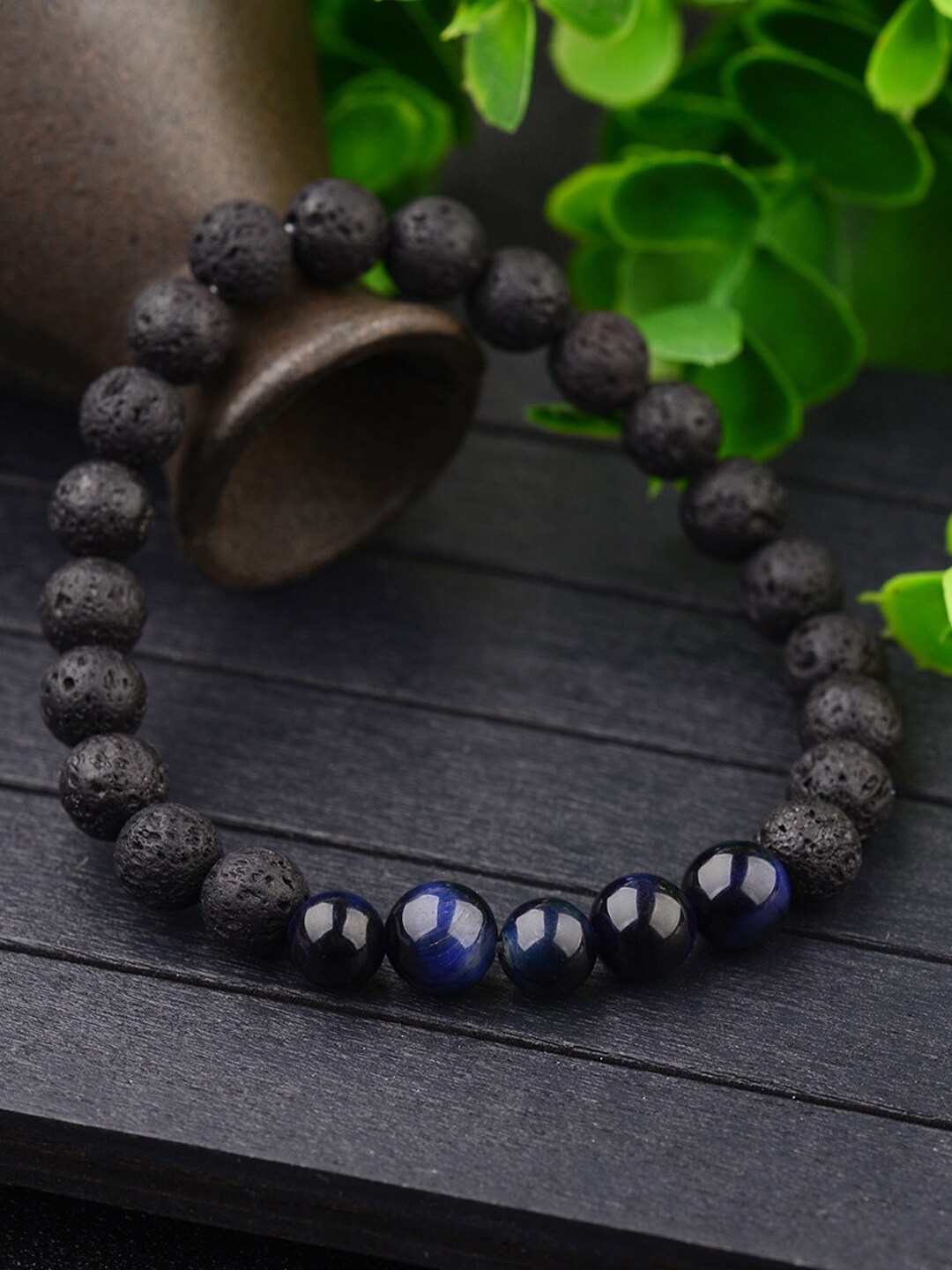 

Young & Forever Unisex Black & Blue Brass Crystals Handcrafted Bracelet