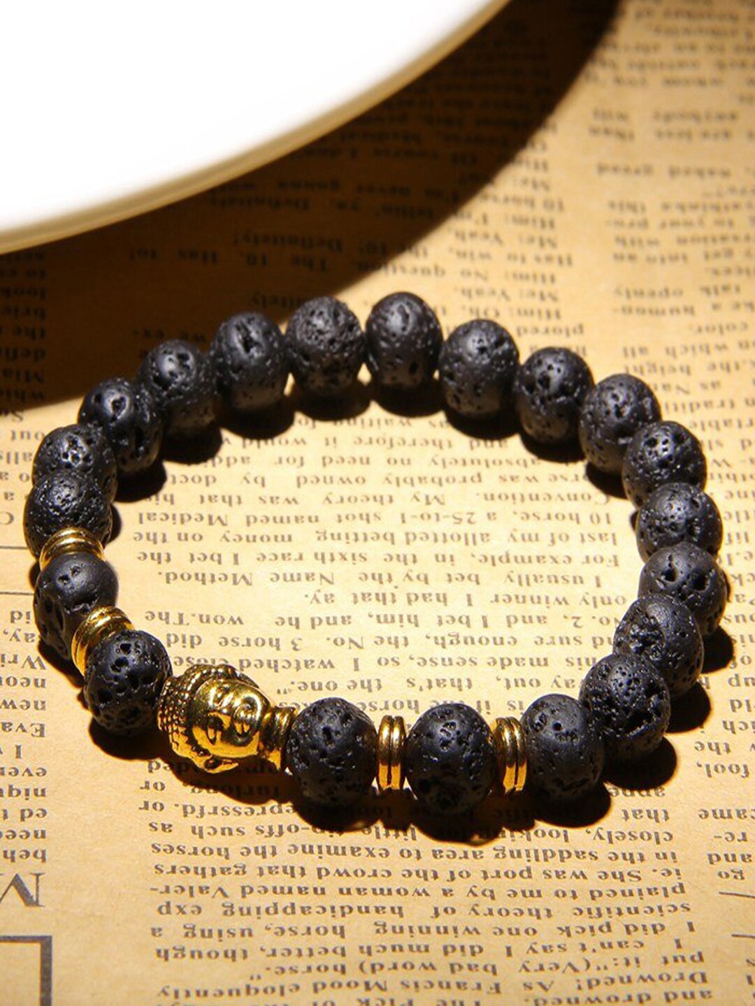 

Young & Forever Unisex Black & Gold-Toned Brass Crystals Handcrafted Brass-Plated Bracelet