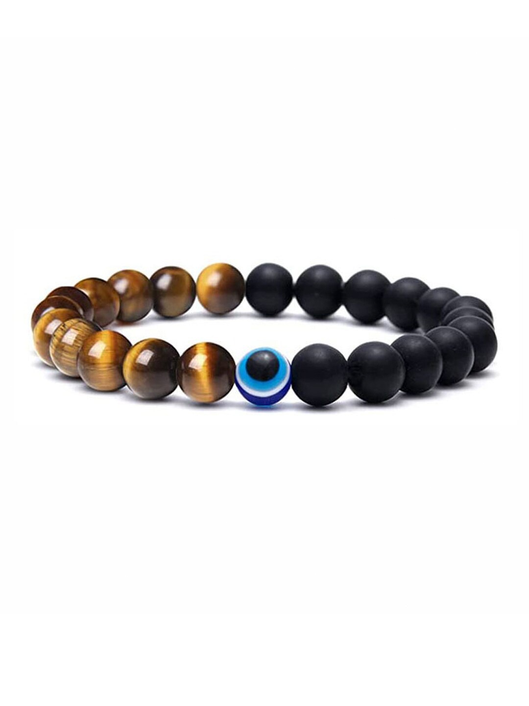 

Young & Forever Unisex Brown & Black Brass Tigers Eye Bracelet