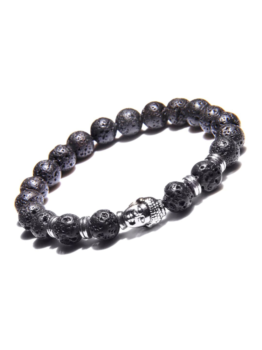 

Young & Forever Unisex Black & Silver-Toned Brass Crystals Handcrafted Brass-Plated Bracelet