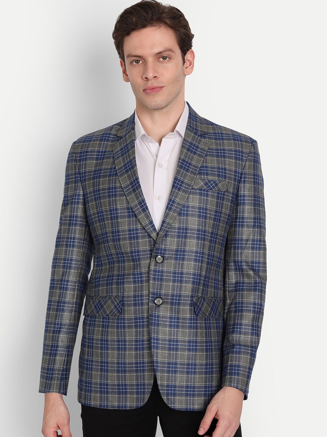 

TrulyFeb Men Grey Checked Single-Breasted Blazers