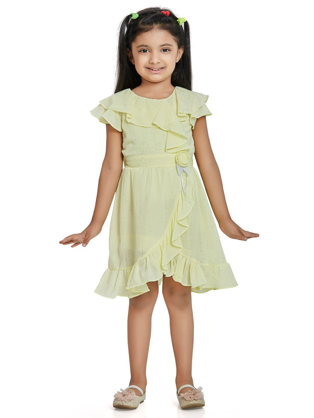 

Peppermint Girls Yellow Round Neck Pure Cotton Dress