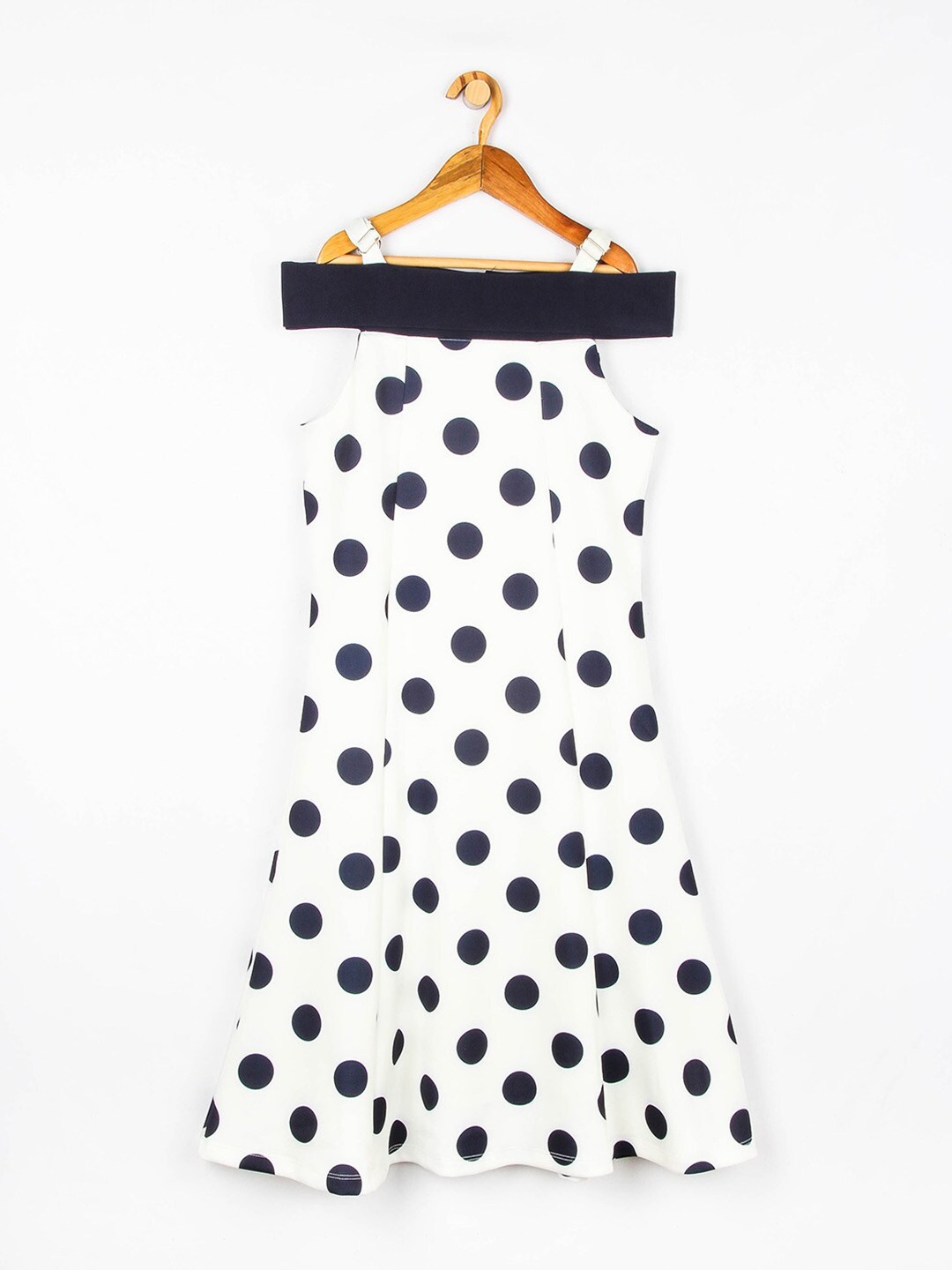 

Peppermint Girls Navy Blue & White Off-Shoulder A-Line Maxi Dress