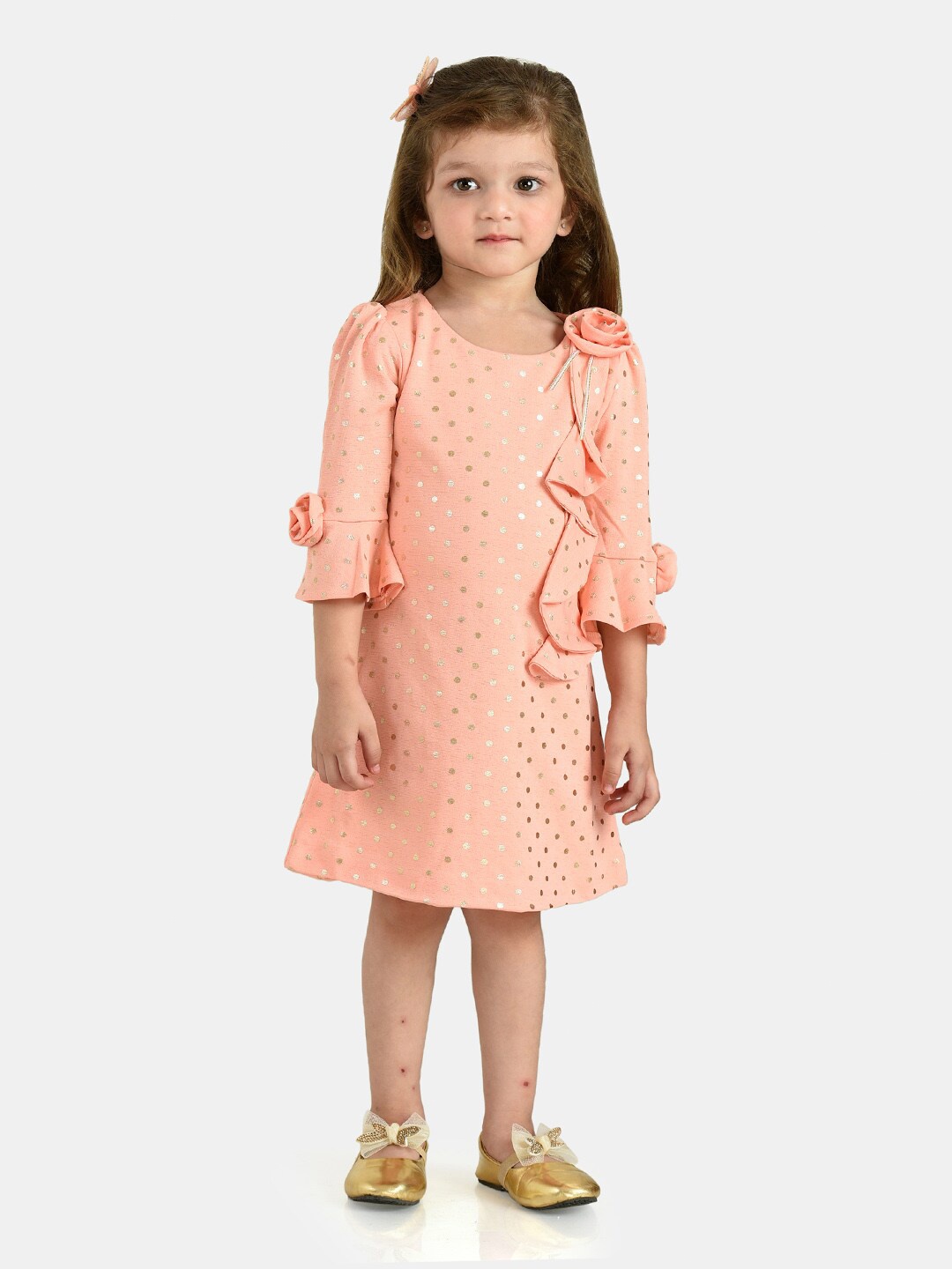 

Peppermint Girls Peach-Coloured A-Line Dress