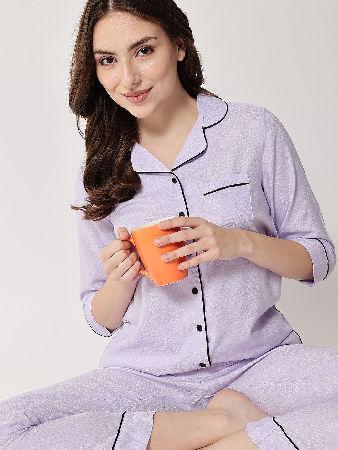 

HERE&NOW Women Purple & Black Night suit