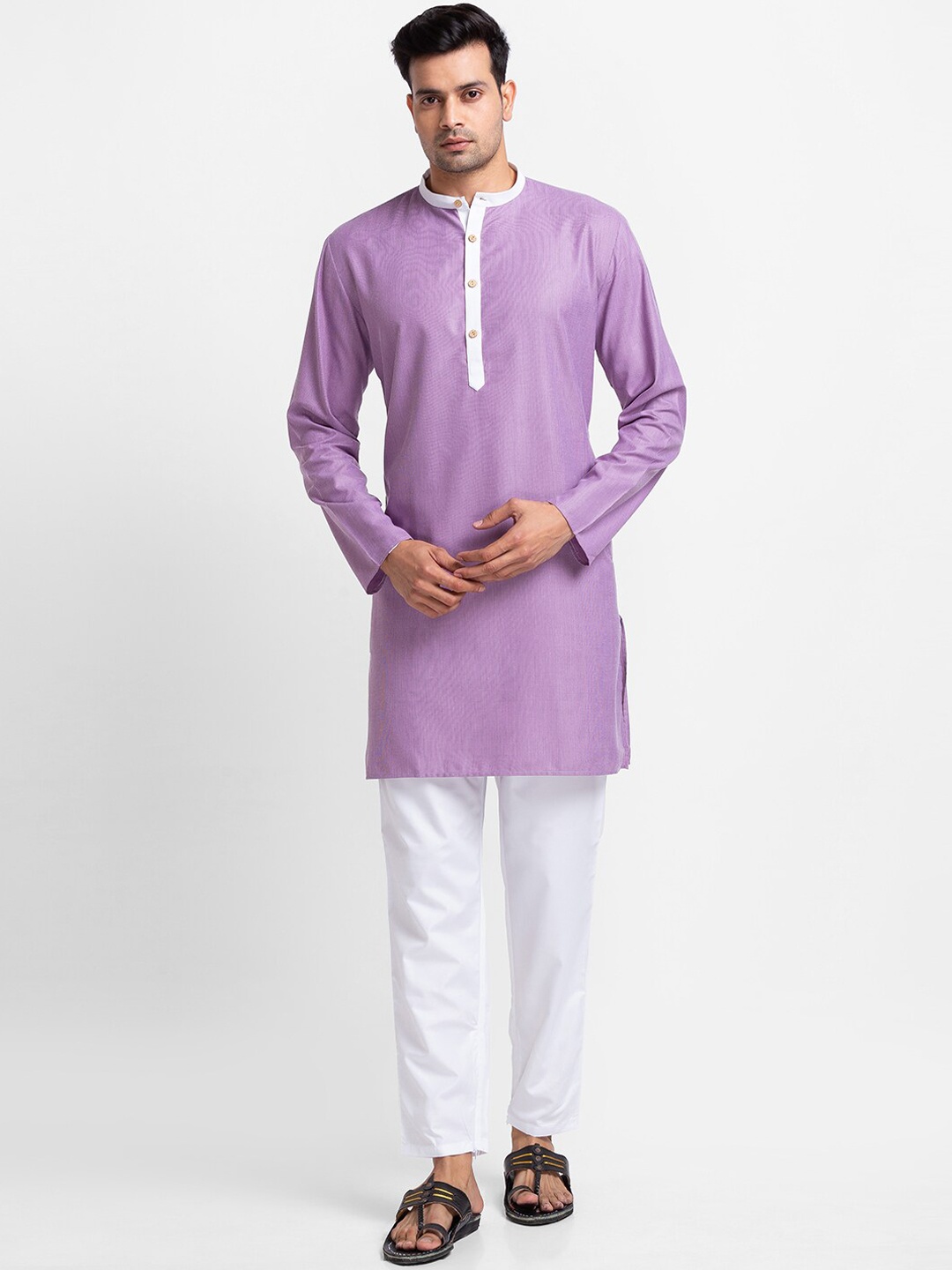 

SARVAMOHAN Men Lavender Solid Kurta