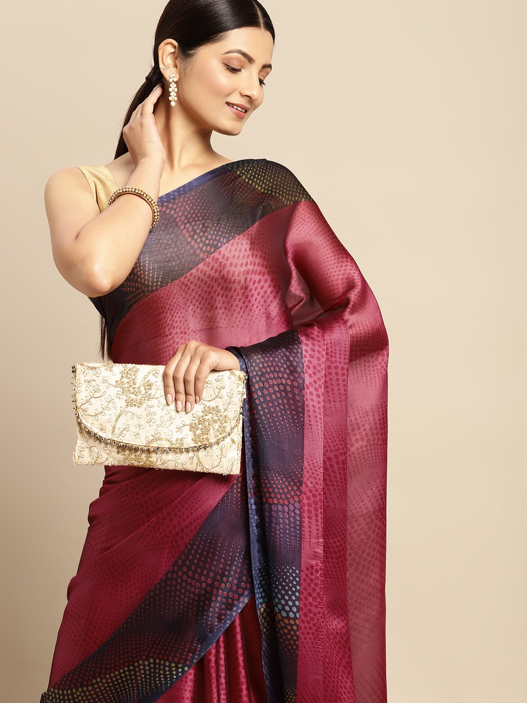 

RACHNA Pink Brasso Printed Saree