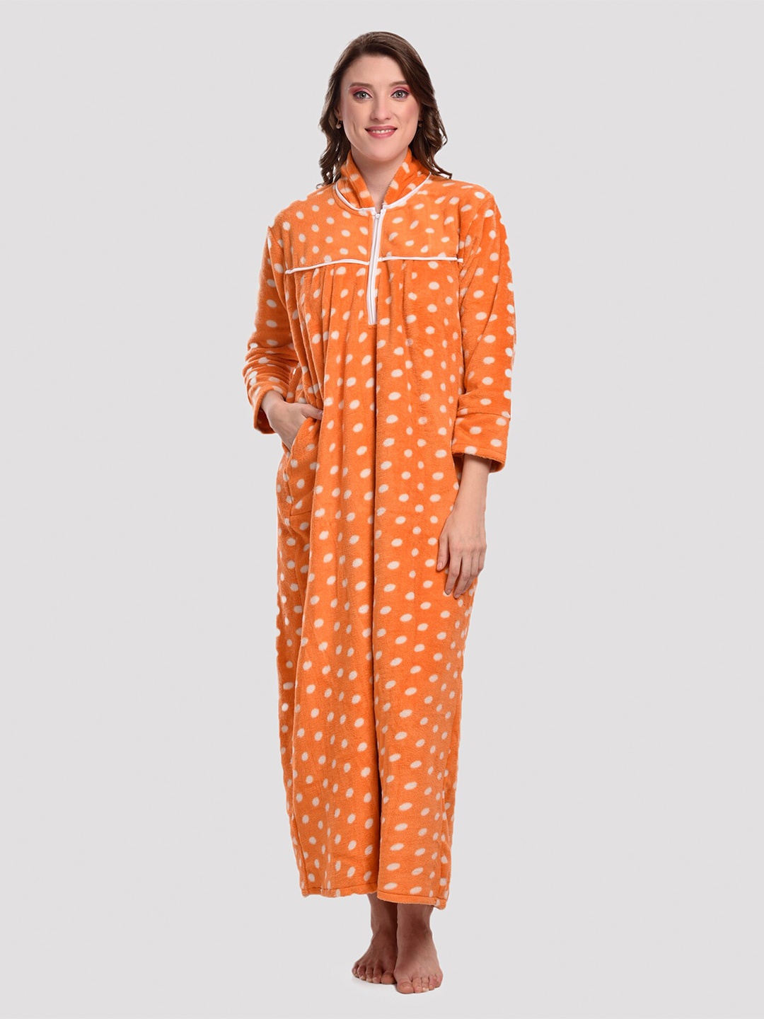 

CIERGE Orange Printed Maxi Nightdress