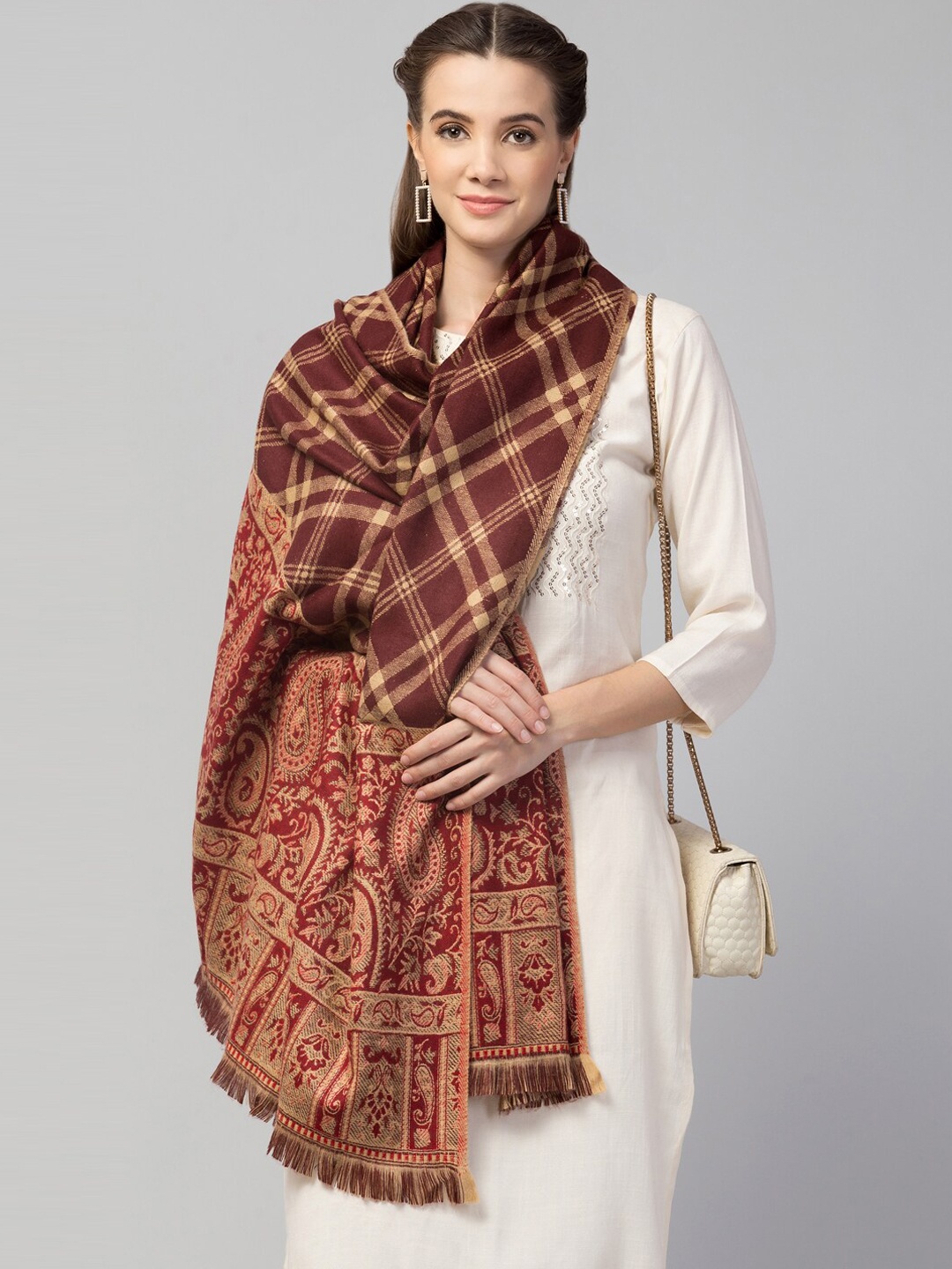 

Tweedle Women Brown Check Design Shawl
