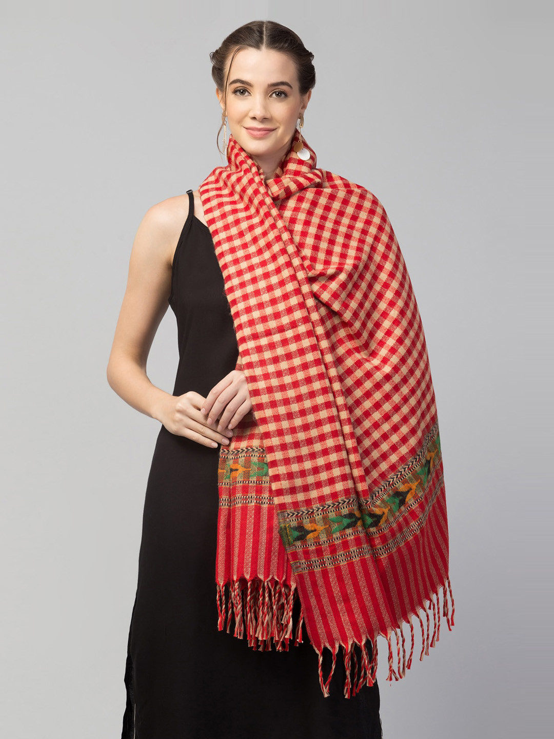 

Tweedle Women Red Check Design Shawl