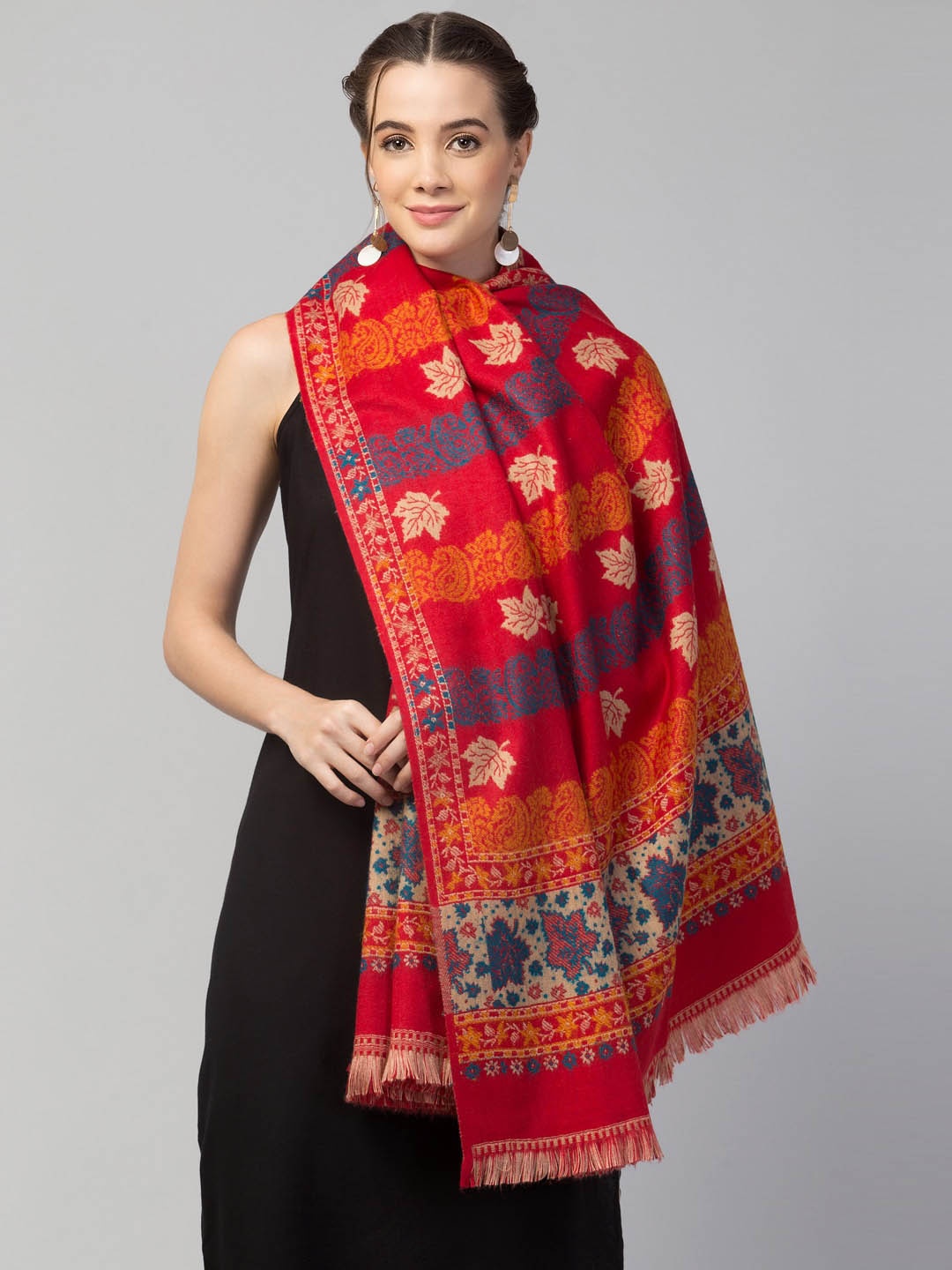 

Tweedle Women Red Printed Woven Design Shawl