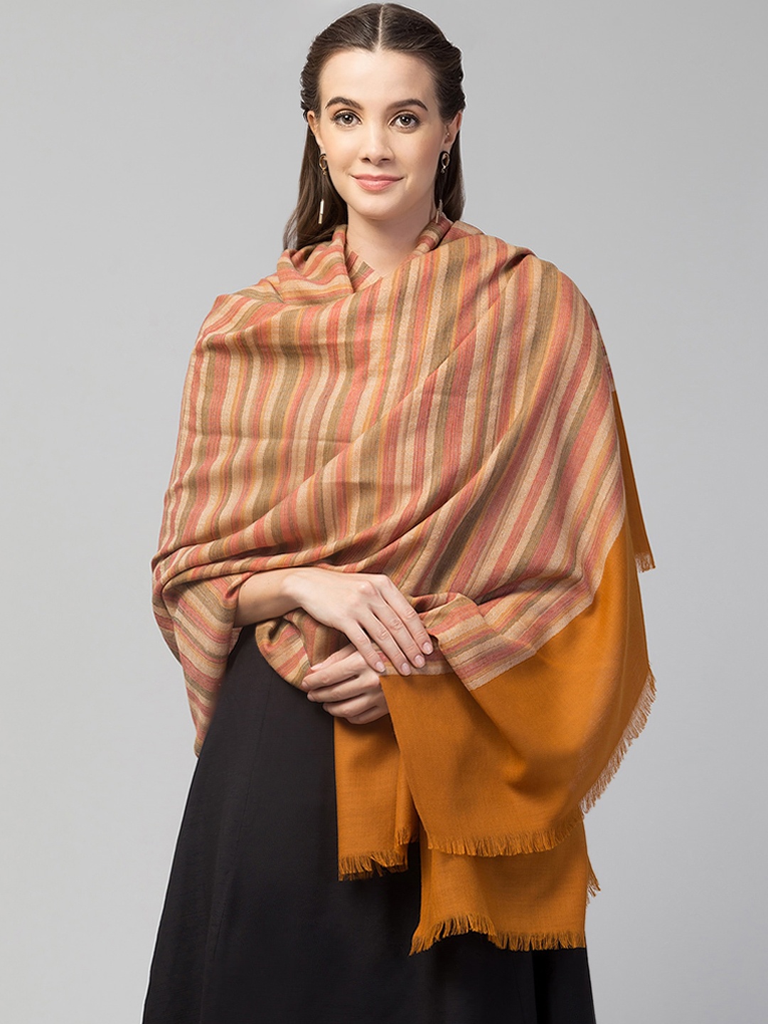

Tweedle Women Mustard Striped Shawl