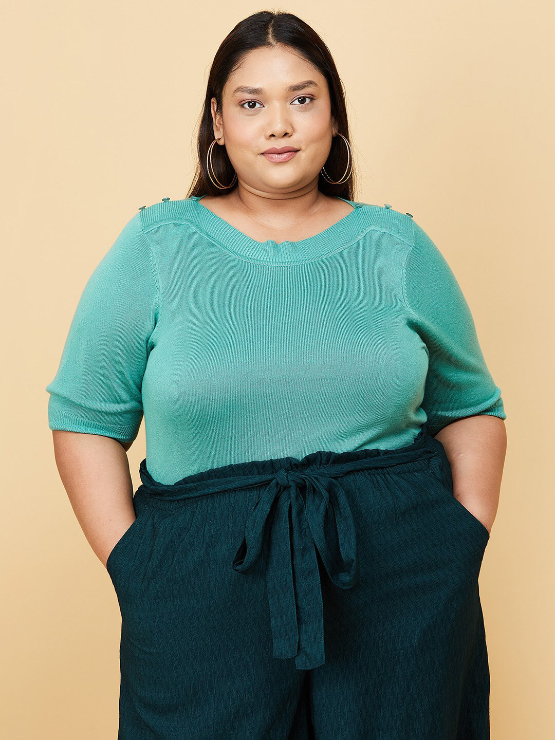 

max Women Plus Size Sea Green Top