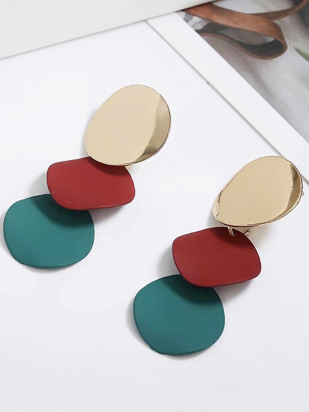 

AVANT-GARDE PARIS Gold-Plated & Red Contemporary Drop Earrings